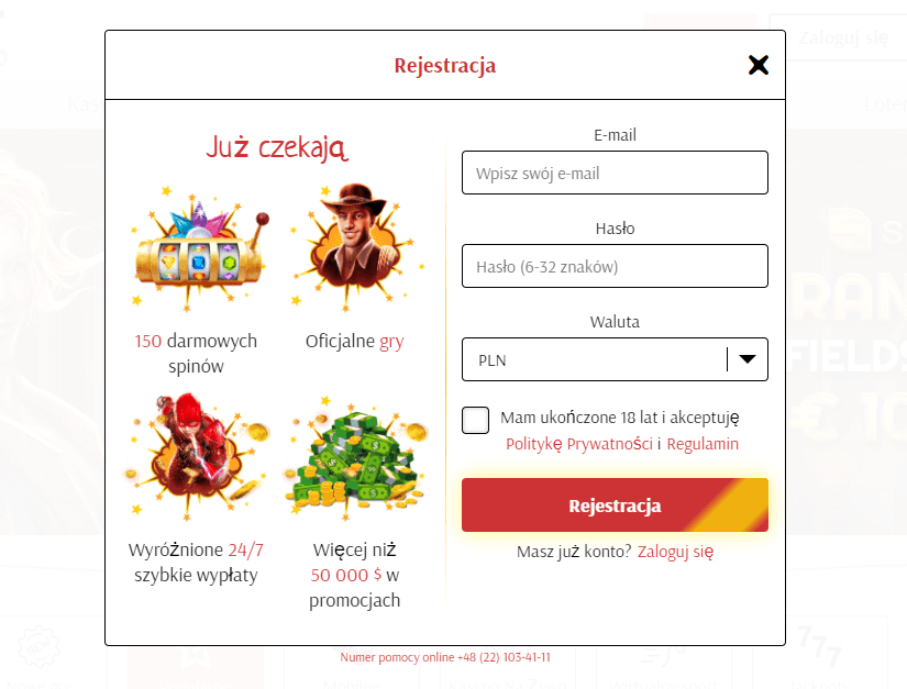 Utworzenie nowego konta w SuperCat kasyno PL